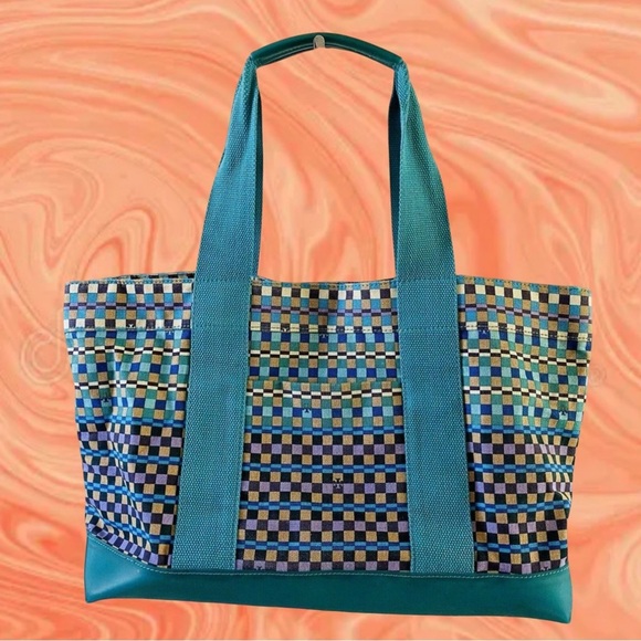 EUC TORY BURCH Teal Blue Color Block
Canvas Tote - Picture 3 of 10